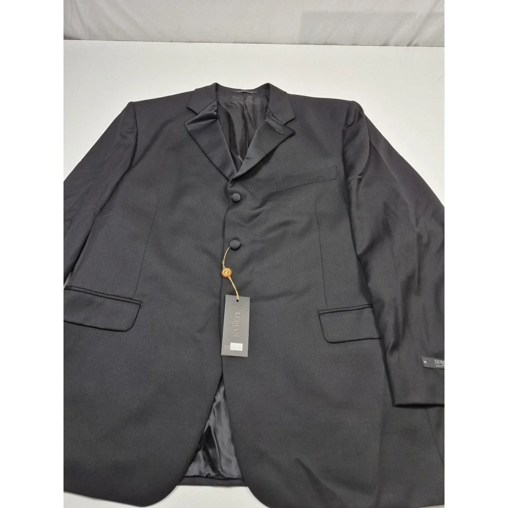 Loro Piana Lubiam Tuxedo Jacket Mens 48R Black Super 120s Wool 3 Button Italy